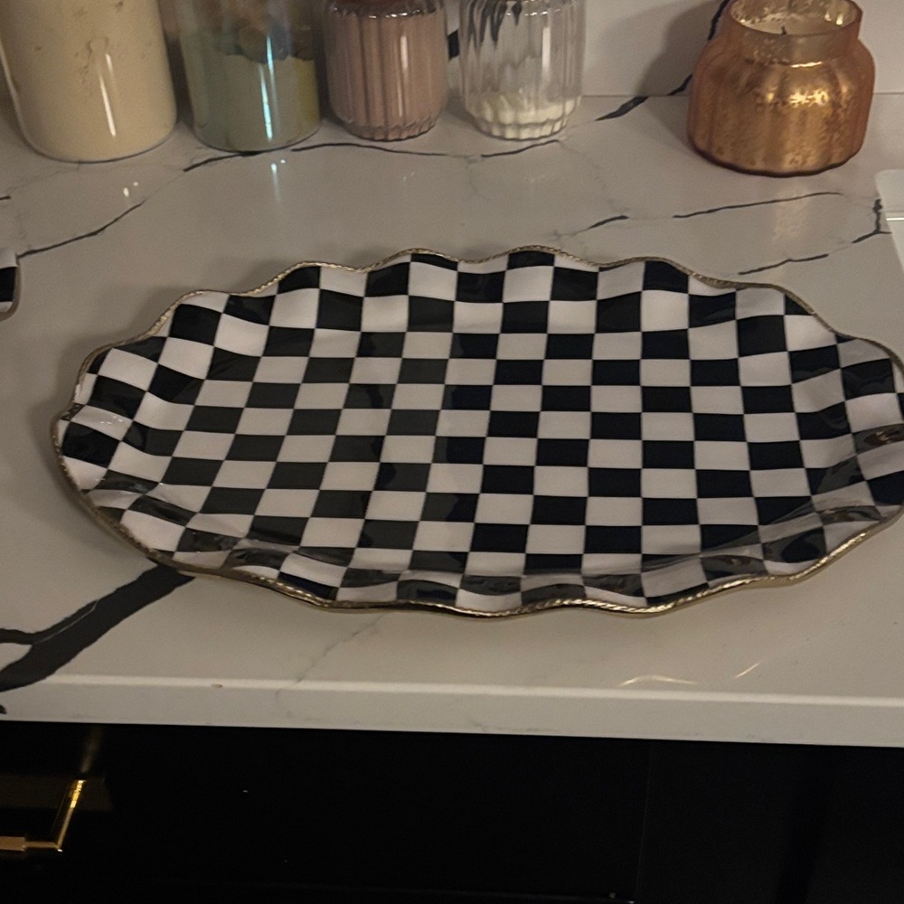 Checkered Black and White Serving Tray